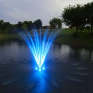 Lighted Floating Pond Fountain with 1/3 Horsepower/4000 GPH Pump 120v and 3 Light LED 12v 6w Lights in White or Color Changing