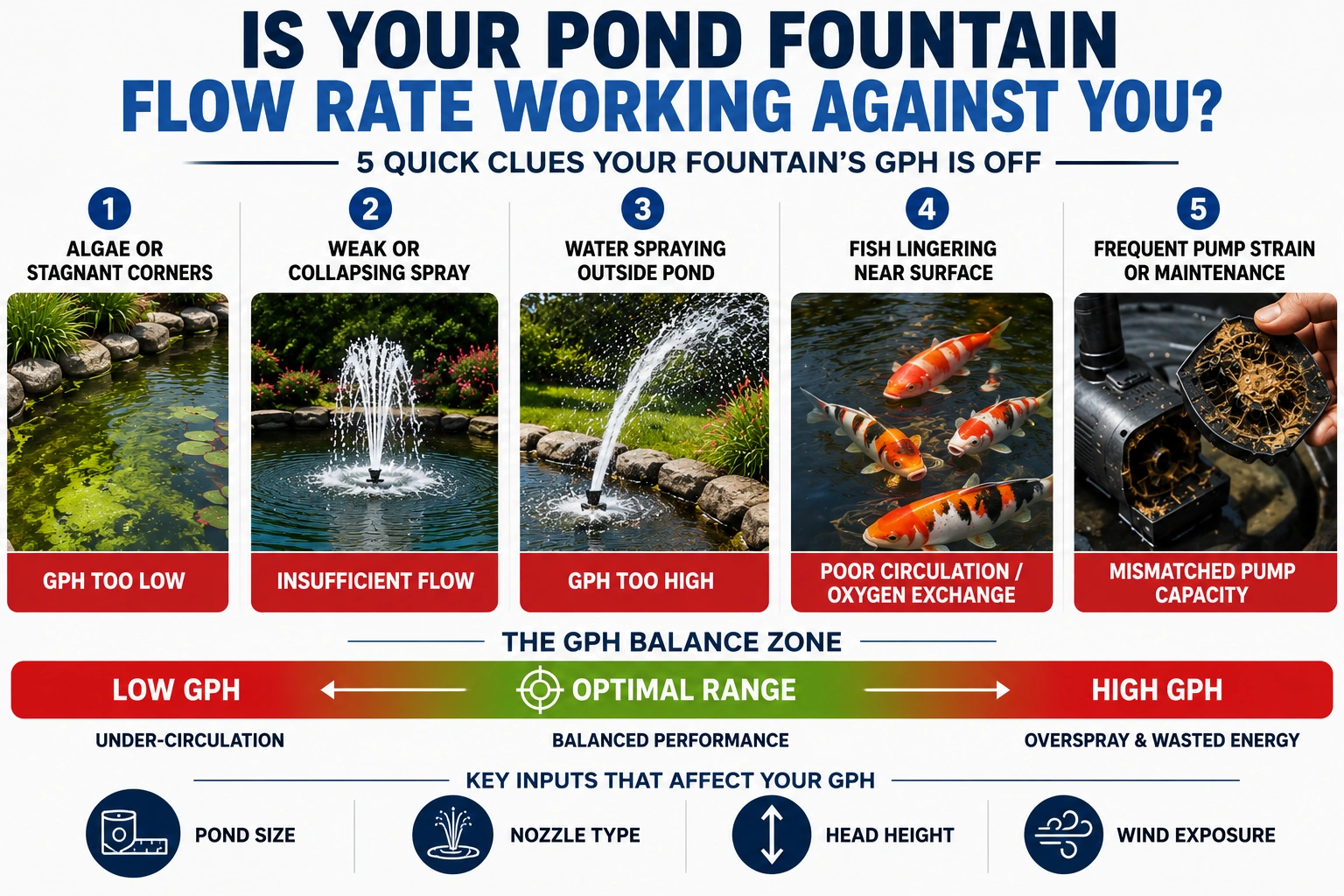 is your pond fountain flow rate working against you