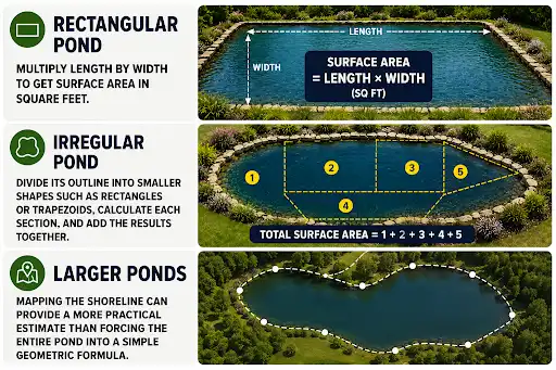 calculate the pond’s surface area