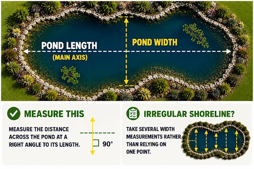 determine the width of the pond