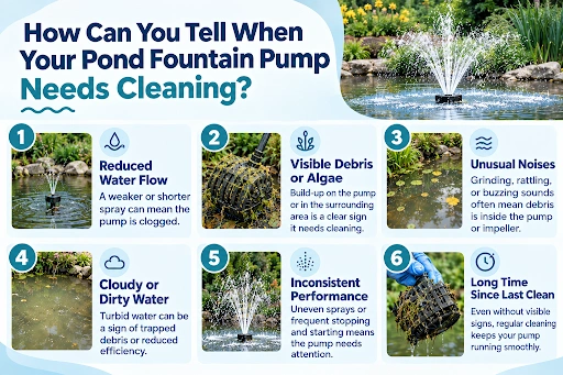 how can you tell when your pond fountain pump needs cleaning